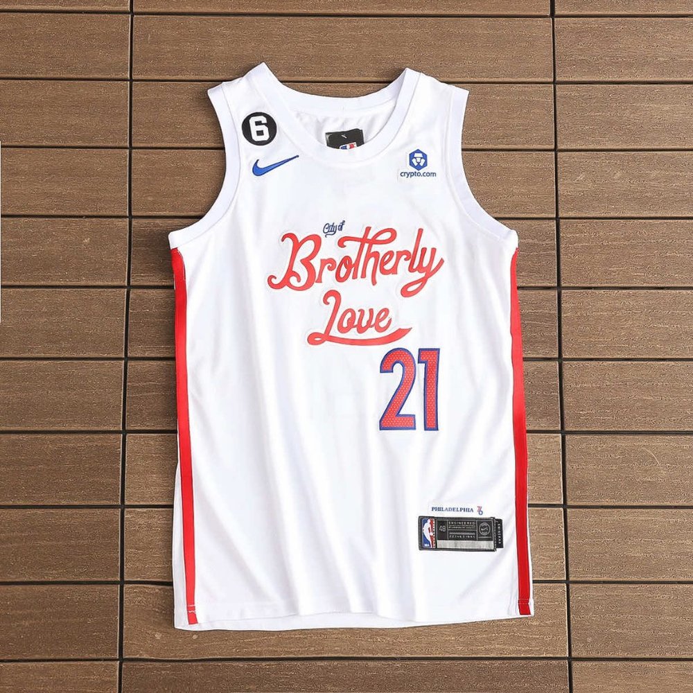 Nike Philadelphia 76ers #21 White City Edition Jersey - Joel Embiid